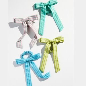 Anthropologie Striped Bow Scrunchies, Set of 4